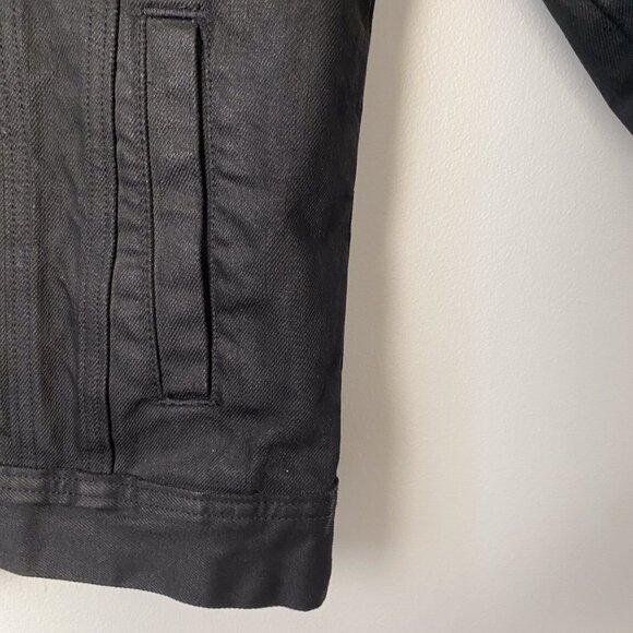 Banana Republic Black Coated Denim Trucker Jacket Men’s Small - Picture 7 of 12